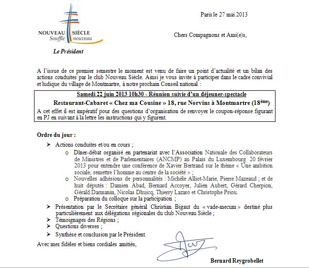Convoc Conseil National CNS 22 juin 2013