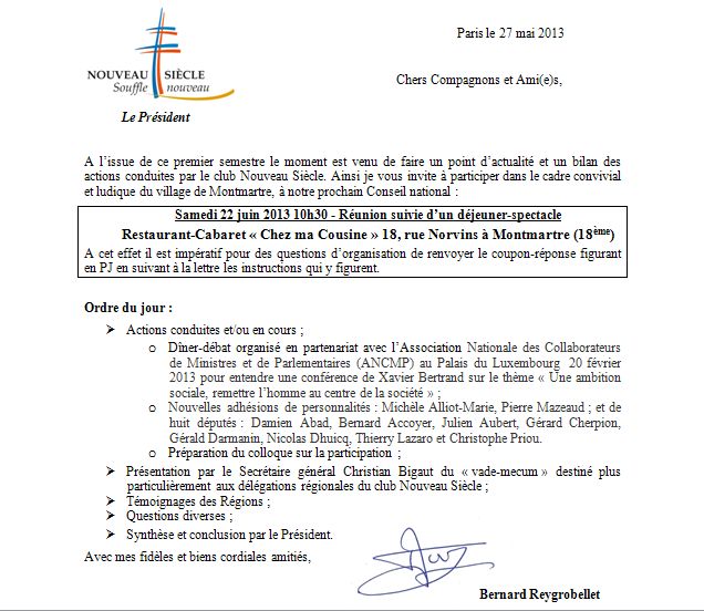 Convoc Conseil National CNS 22 juin 2013